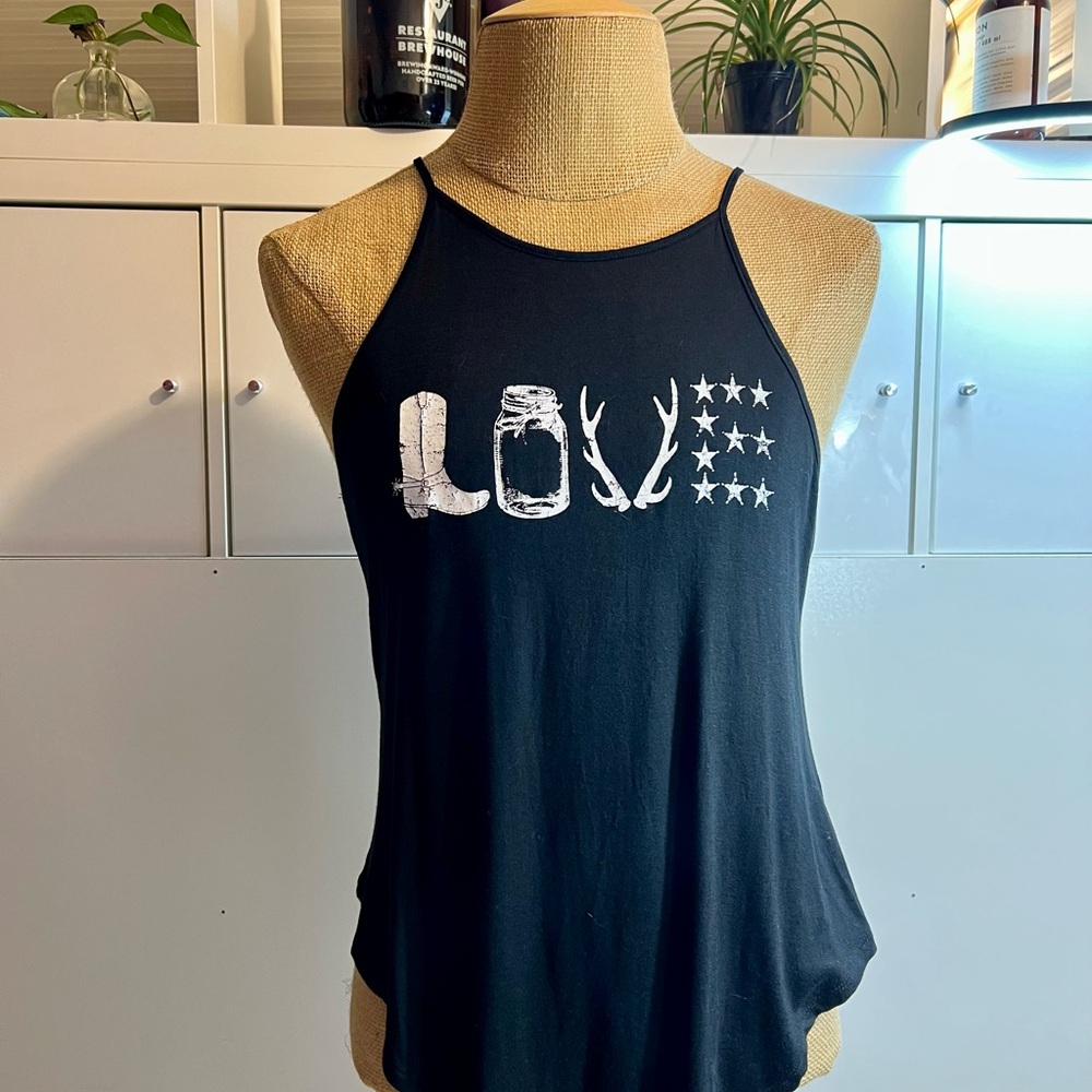 Black Graphic Tank Top